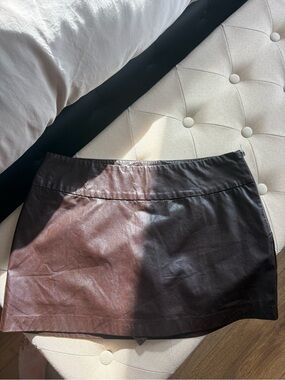 Women's Brown Faux Leather Mini Skirt